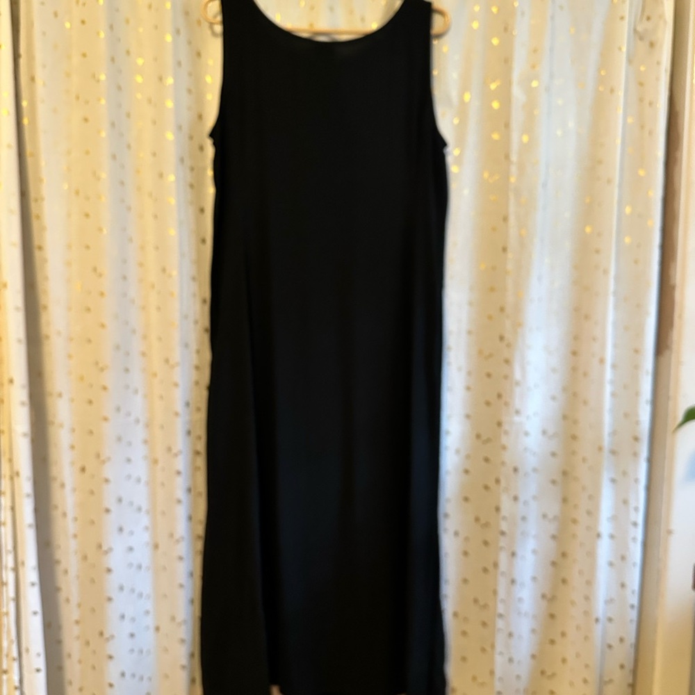 Eileen Fisher Classic Black Sleeveless Silk Dress - Picture 2 of 6